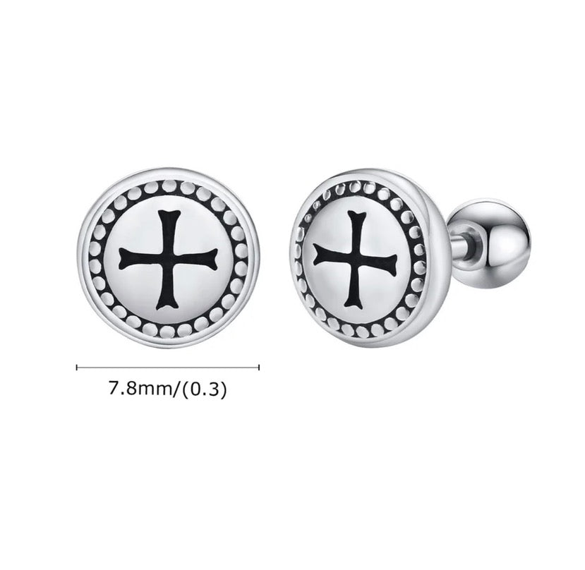 Cross Stud Men Earrings