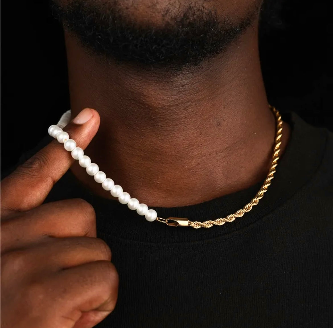 Men’s Rope Pearl Chain Necklace