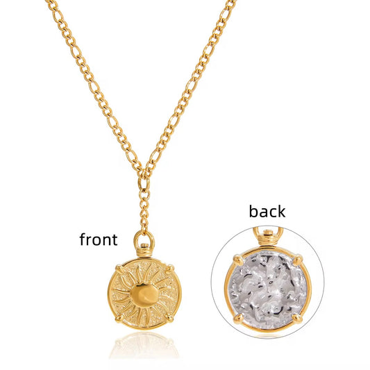 Two Tone Sun Pendant Necklace