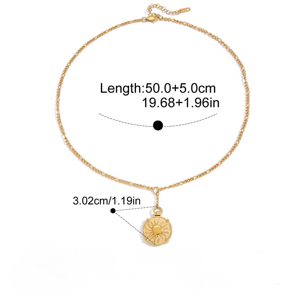 Two Tone Sun Pendant Necklace